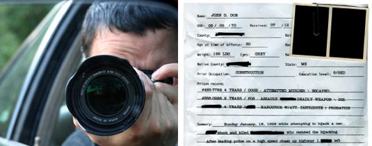 Photos d’un agent d’infiltration prenant des photos et de documents