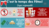 Des dessins humoristiques illustrant des verres de vin, un horloge, un taxi